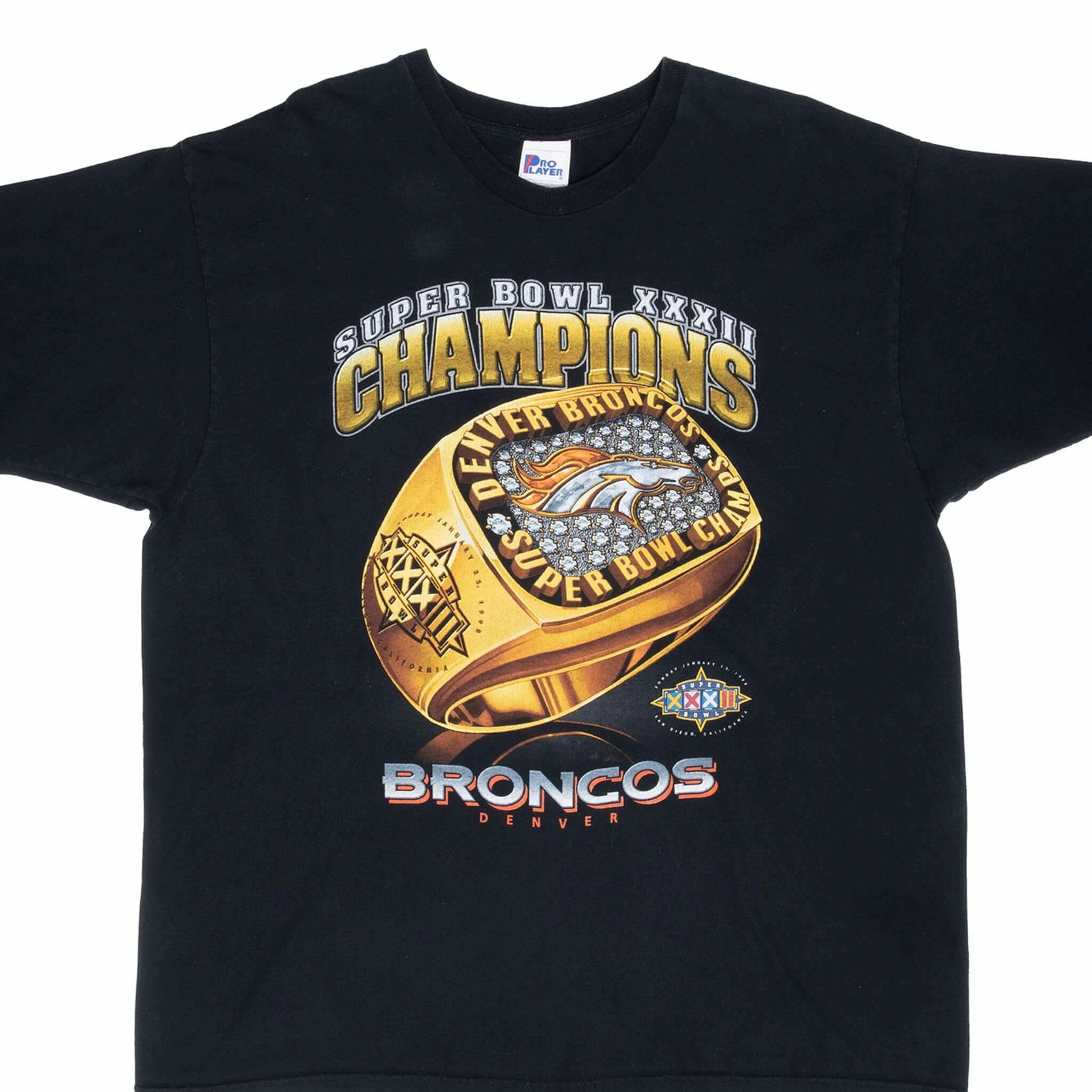 Layered Style Effortless Wear Fit VINTAGE NFL DENVER BRONCOS SUPERBOWL XXXII CHAMPS 1998 TEE SHIRT 2XL MADE USA