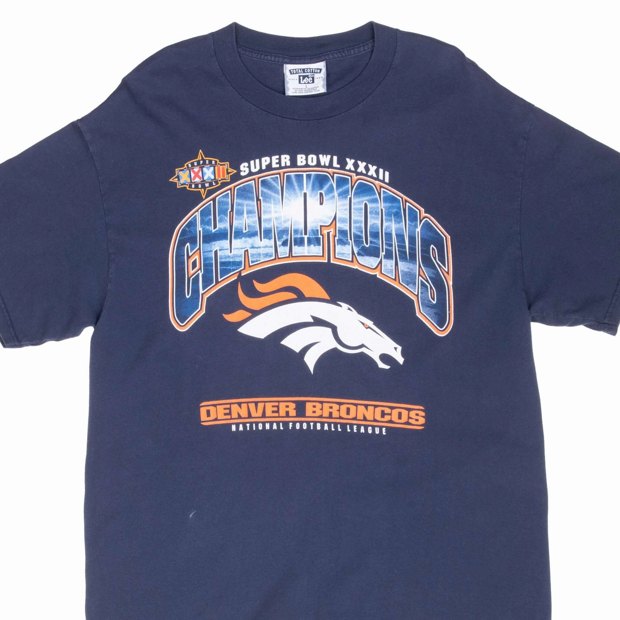 Relaxed Flex Bold colors VINTAGE NFL DENVER BRONCOS SUPERBOWL XXXII CHAMPS 1998 TEE SHIRT LARGE MADE USA
