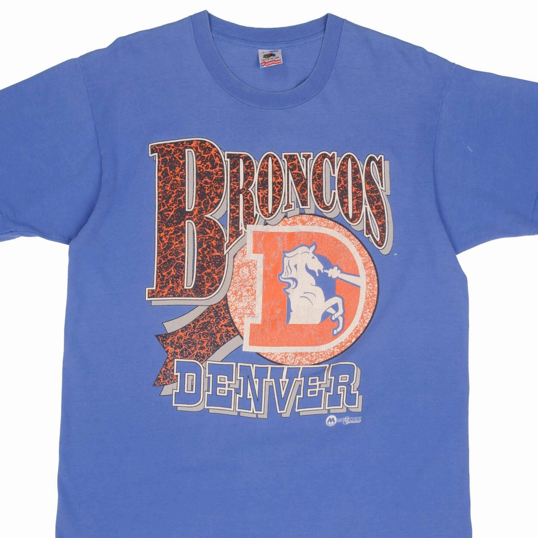 VINTAGE NFL DENVER BRONCOS TEE SHIRT 1990S SIZE LARGE MADE IN USA Sleek Fit Wear Smart Casual Look