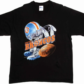 VINTAGE NFL DENVER BRONCOS TEE SHIRT 1996 SIZE XL MADE IN USA Sporty Look Wear Thermoregulating Fabric