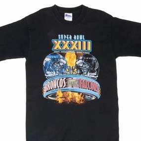 Minimal Style Trend VINTAGE NFL FALCONS VS BRONCOS SUPERBOWL XXXIII 1999 TEE SHIRT MEDIUM