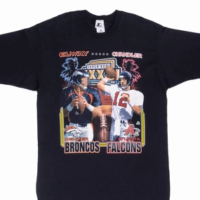 VINTAGE NFL FALCONS VS BRONCOS SUPERBOWL XXXIII 1999 TEE SHIRT SIZE LARGE Lightweight Comfort Wear