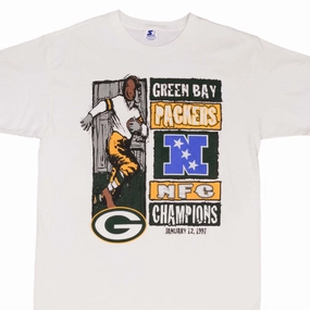 VINTAGE NFL GREEN BAY PACKERS NFC CHAMPIONS 1997 STARTER TEE SHIRT LARGE Sleek Waist