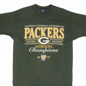 VINTAGE NFL GREEN BAY PACKERS SUPER BOWL CHAMPIONS 1997 TEE SHIRT LARGE MADE USA MinimalistStitching