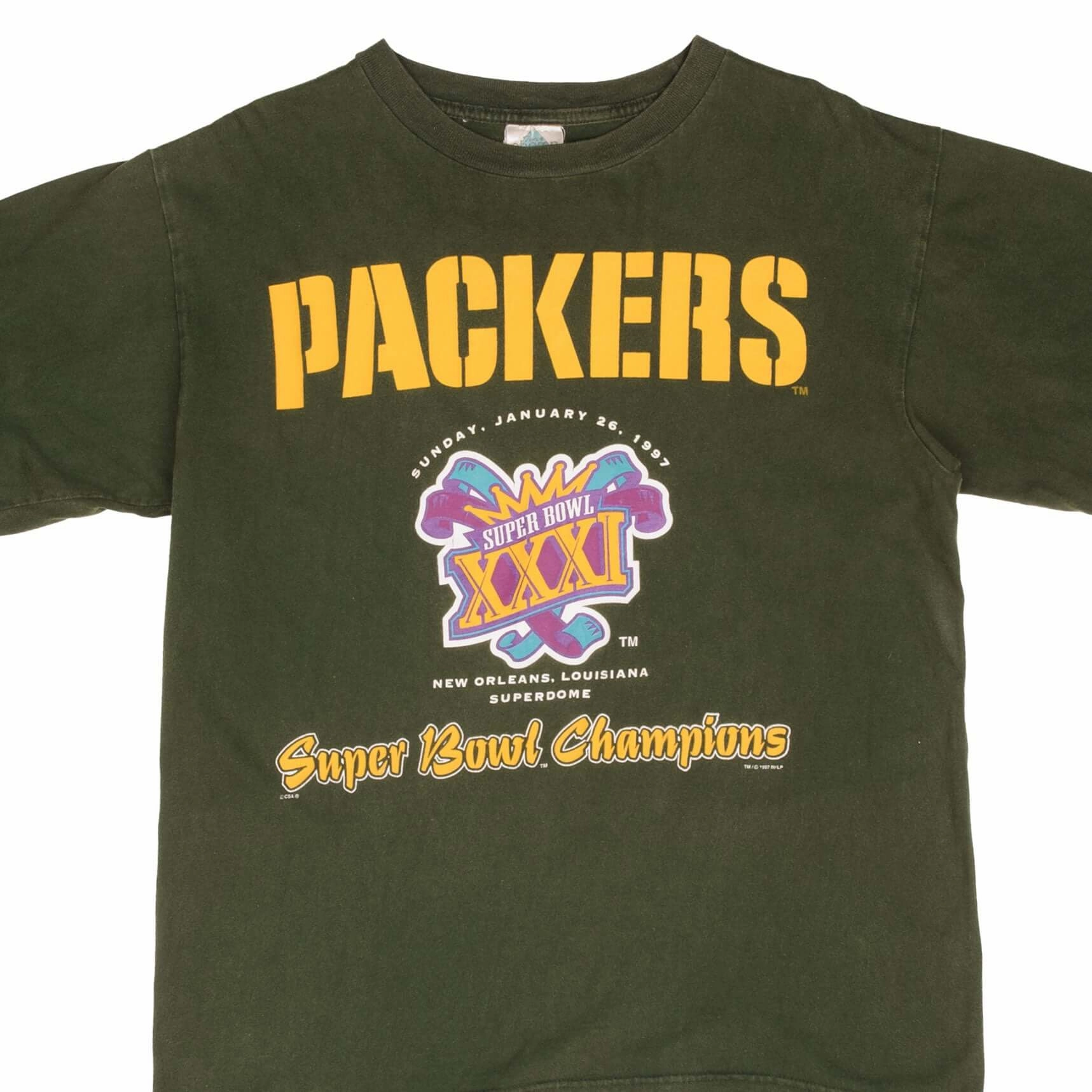 VINTAGE NFL GREEN BAY PACKERS SUPER BOWL CHAMPIONS 1997 TEE SHIRT SIZE LARGE Sleeveless
