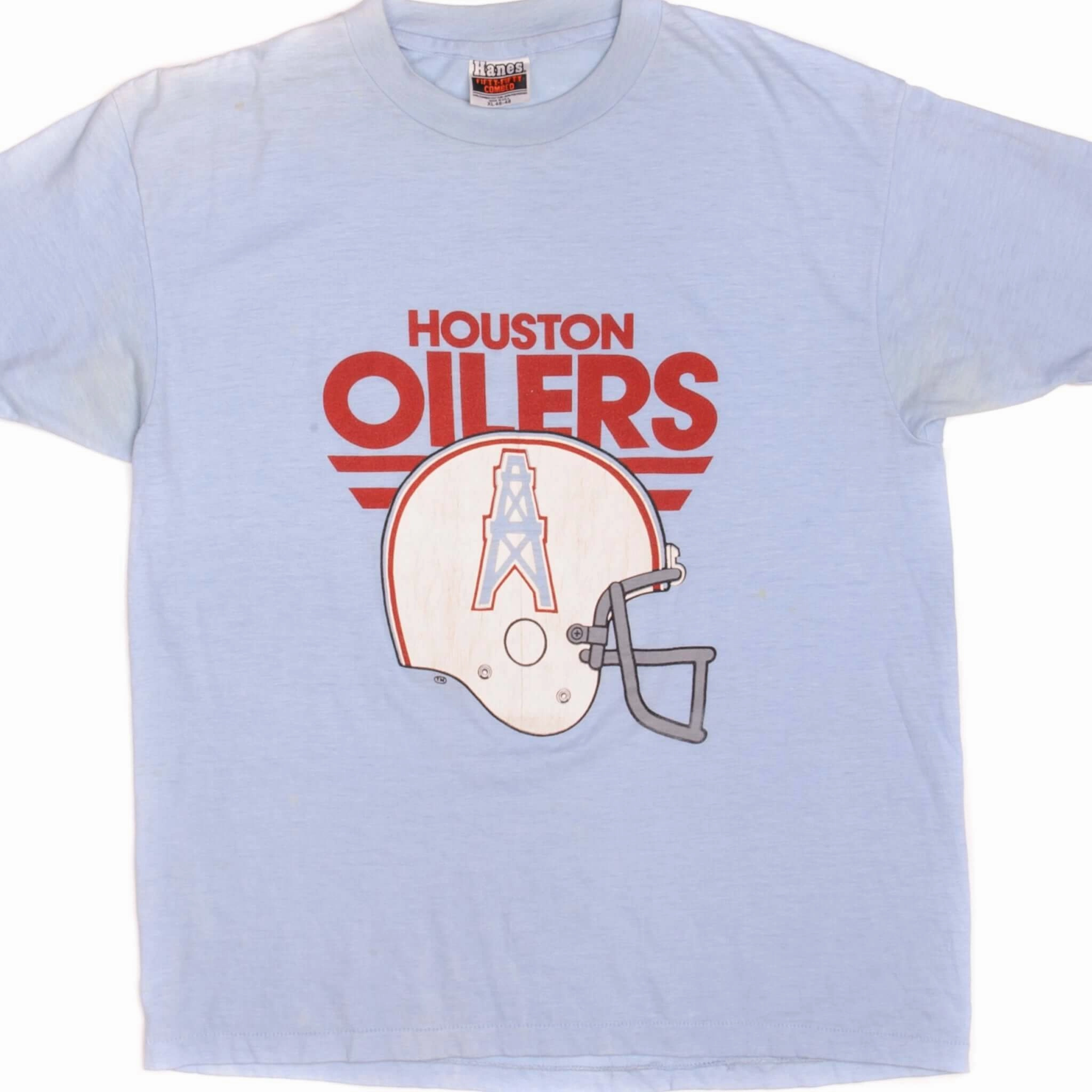 VINTAGE NFL HOUSTON OILERS TEE SHIRT 1970s SIZE MEDIUM MADE IN USA Sporty Active Wear