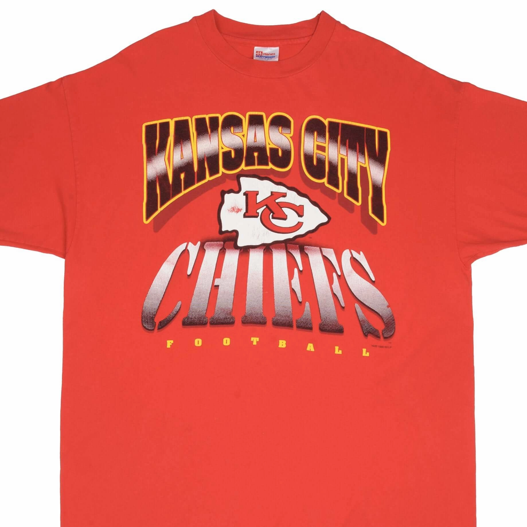 VINTAGE NFL KANSAS CITY CHIEFS 1995 TEE SHIRT SIZE 2XL MADE IN USA Durable Colorfast Finish Daily Comfort