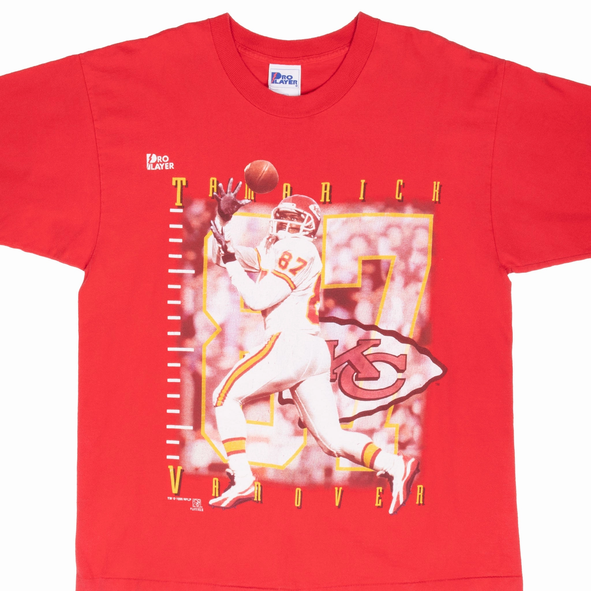 Relaxed Wearable Tagless Design VINTAGE NFL KANSAS CITY CHIEFS TAMARICH VANOVER 1996 TEE SHIRT LARGE MADE IN USA