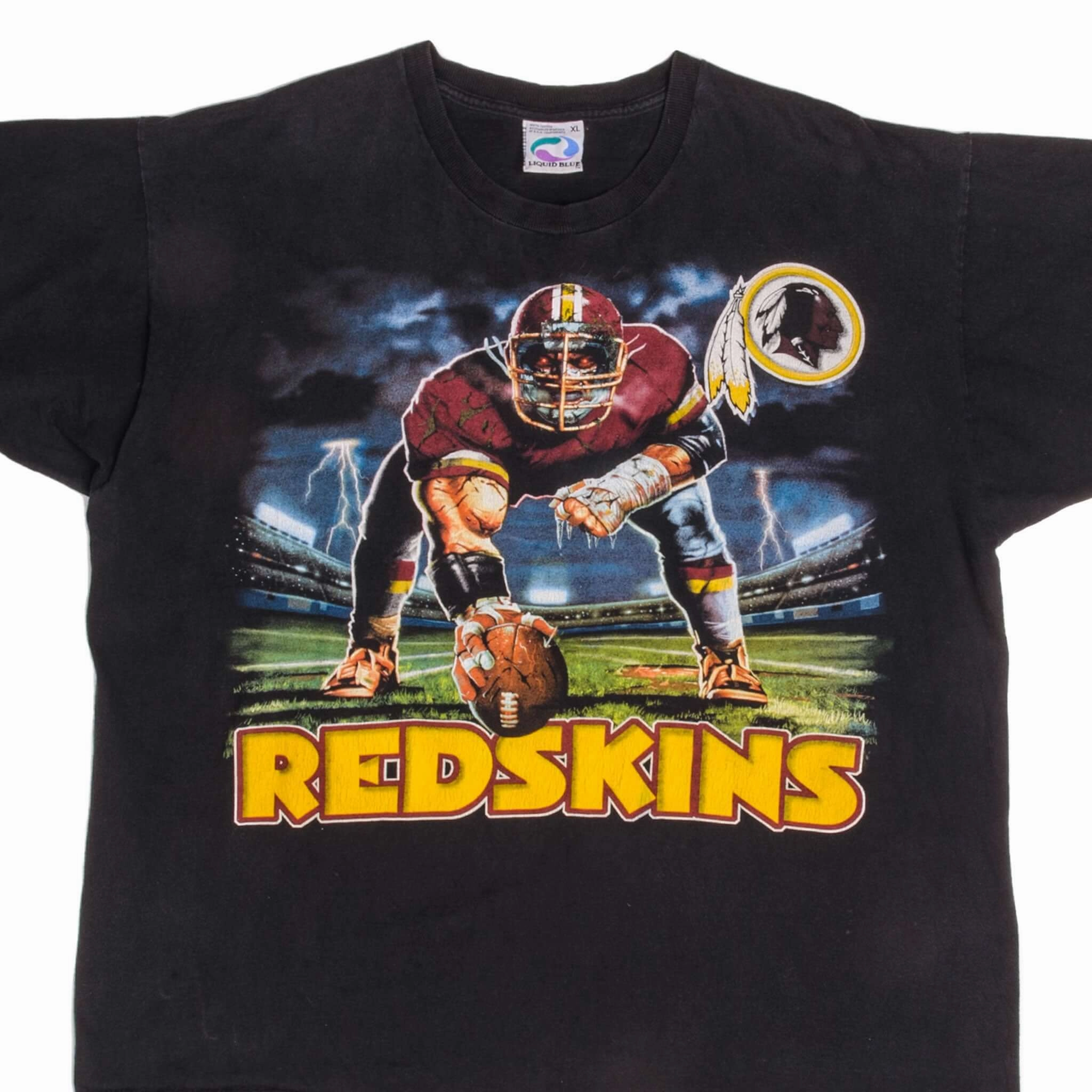 Sporty Top VINTAGE NFL LIQUID BLUE WASHINGTON REDSKINS TEE SHIRT SIZE XL