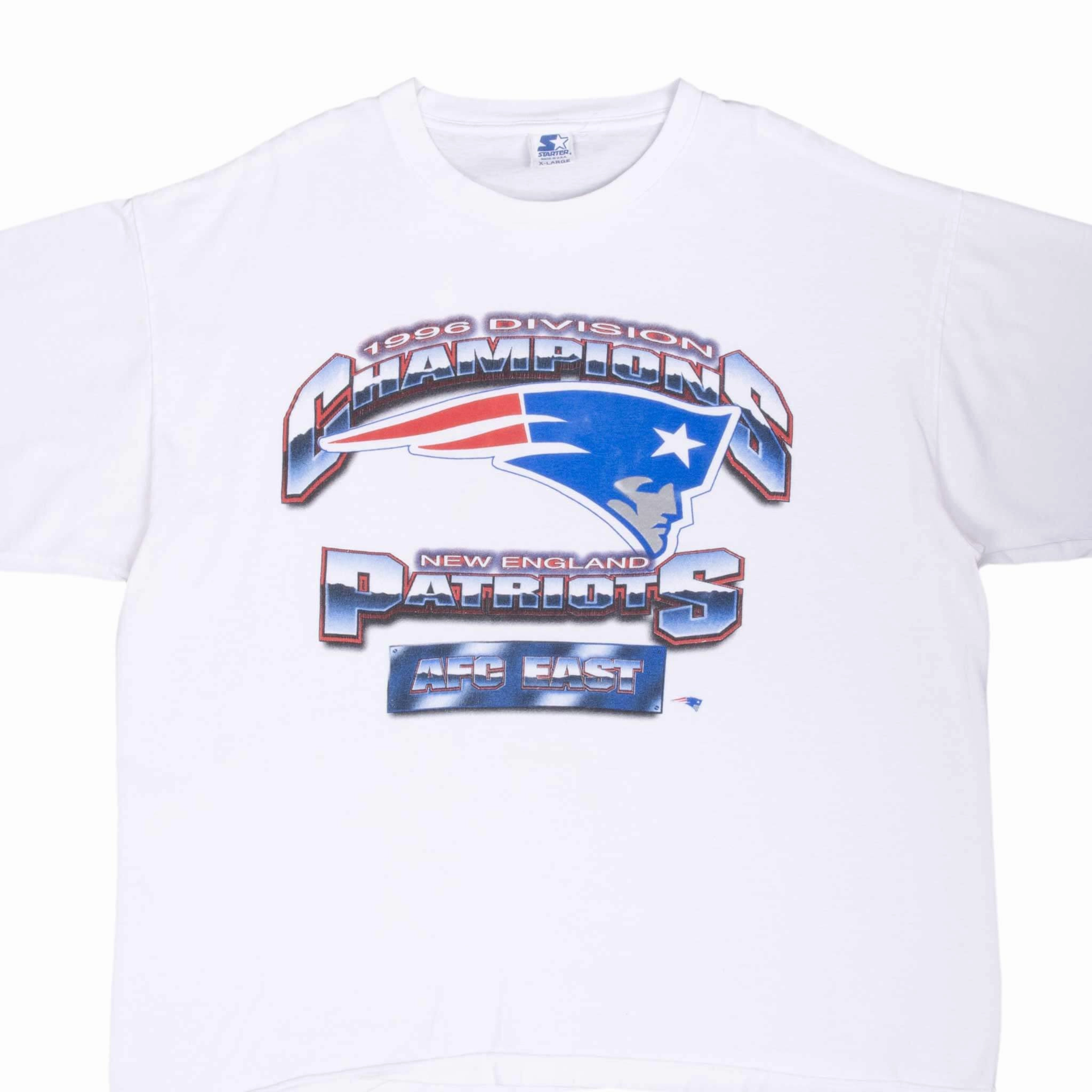 Garment Washed Texture VINTAGE NFL NEW ENGLAND PATRIOTS AFC CHAMPIONS 1996 TEE SHIRT XL MADE IN USA