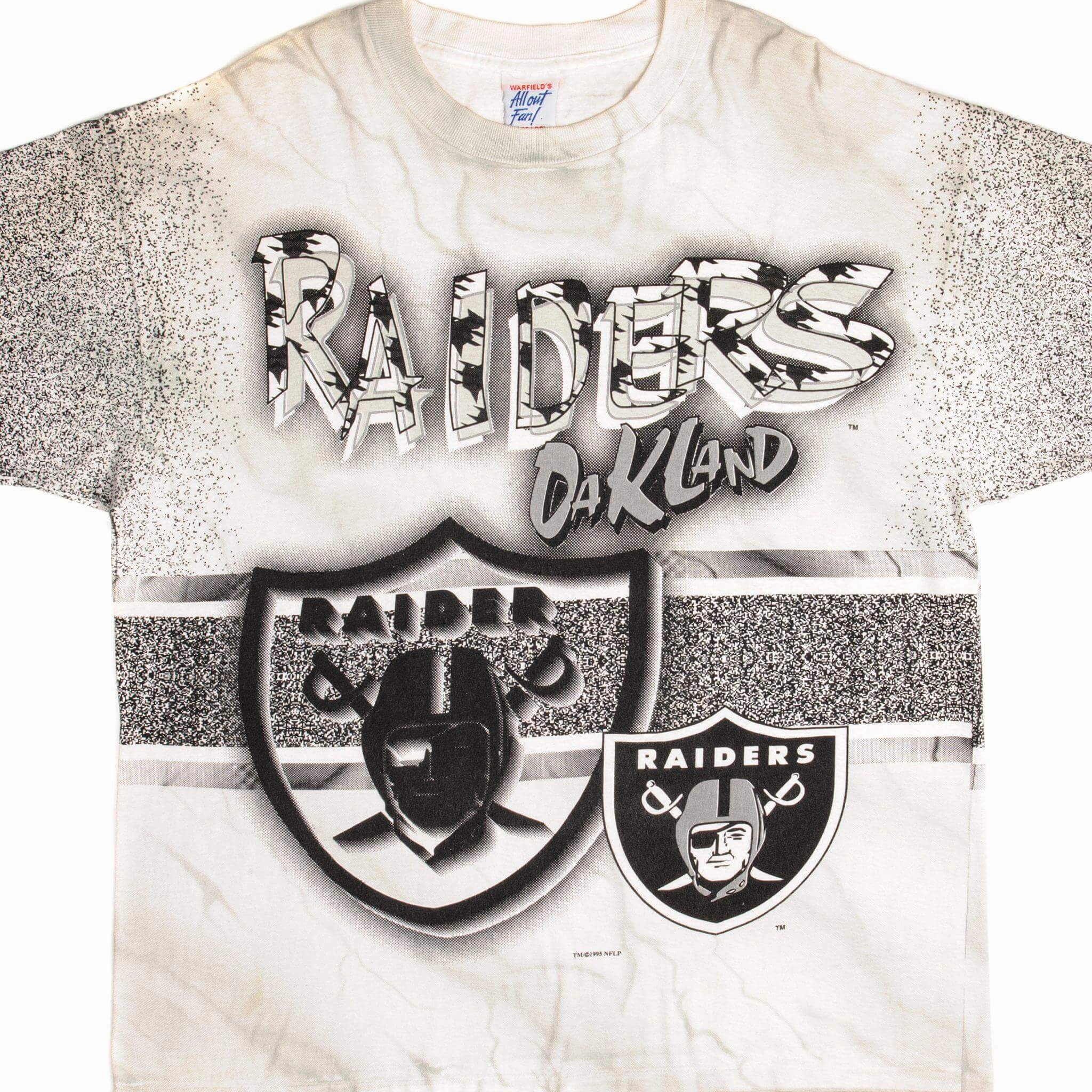 ThermoregulatingFabric DoubleLayeredCollar VINTAGE NFL OAKLAND RAIDERS TEE SHIRT 1995 SIZE XL