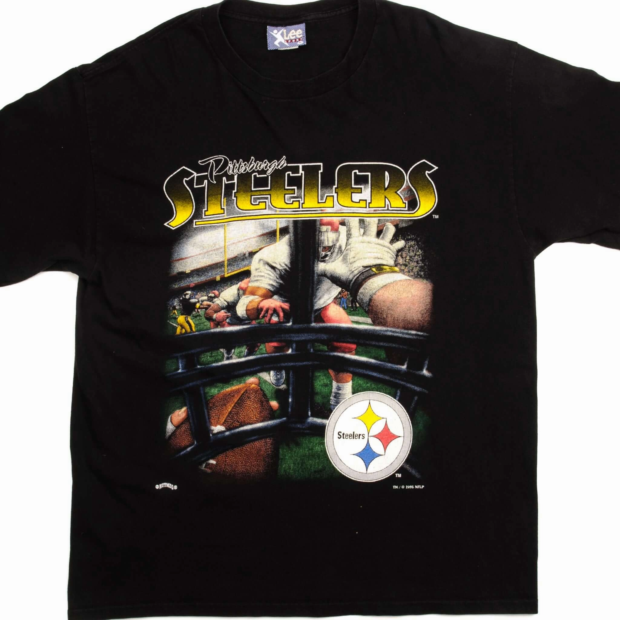 VINTAGE NFL PITTSBURGH STEELERS TEE SHIRT 1995 SIZE XL MADE IN USA Chilly Wear Casual Wearable