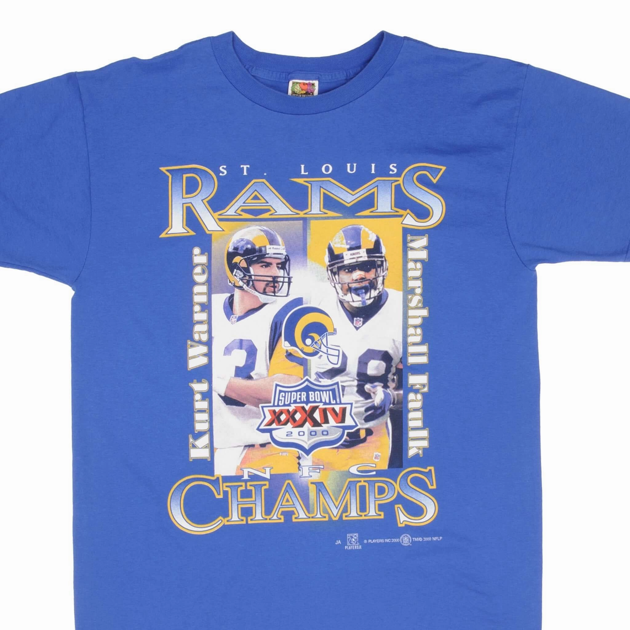 Breathable Essentials VINTAGE NFL SAINT LOUIS RAMS SUPER BOWL XXXIV CHAMPIONS 2000 TEE SHIRT SZE LARGE