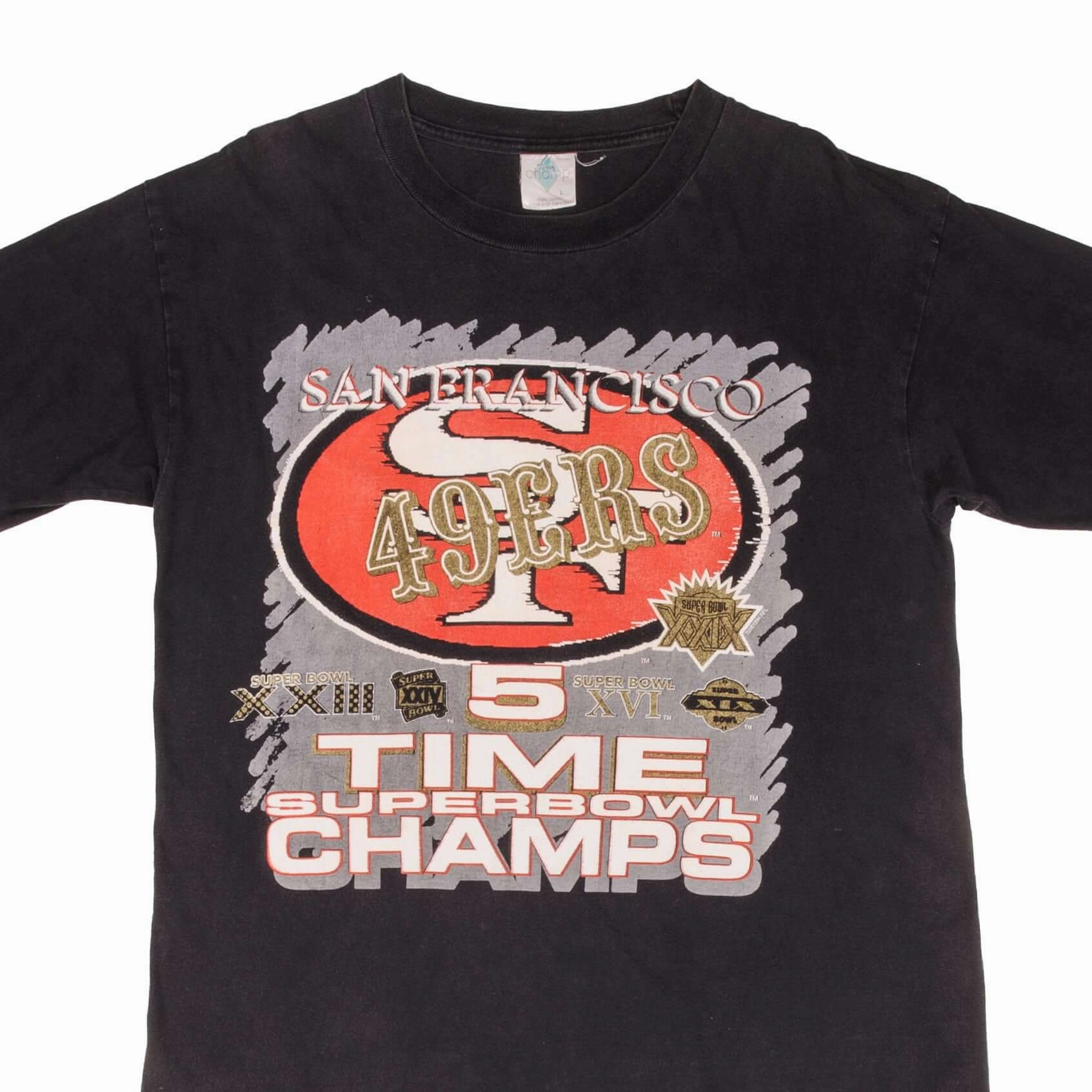 VINTAGE NFL SAN FRANCISCO 49ERS 5 TIME SUPERBOWL CHAMPS 1994 TEE SHIRT SZE LARGE Essential Fashion light layering