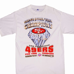 VintageWashEffect Lace trim VINTAGE NFL SAN FRANCISCO 49ERS 5 TIMES CHAMPIONS TEE SHIRT 1994 LARGE MADE USA