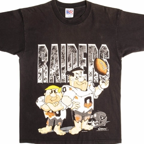 Customizable crew neck VINTAGE NFL THE FLINTSTONES LOS ANGELES RAIDERS TEE SHIRT 1994 SIZE MEDIUM MADE IN USA