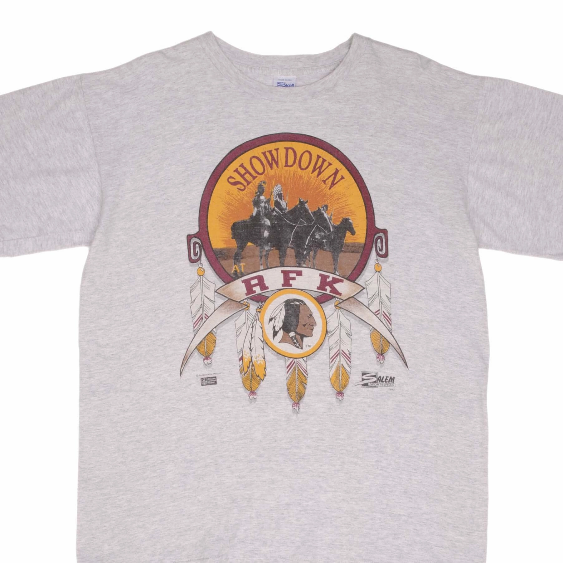 VINTAGE NFL WASHINGTON REDSKINS RFK SHOWDOWN 1990 TEE SHIRT SIZE XL MADE IN USA Stain Resistant Comfortable texture