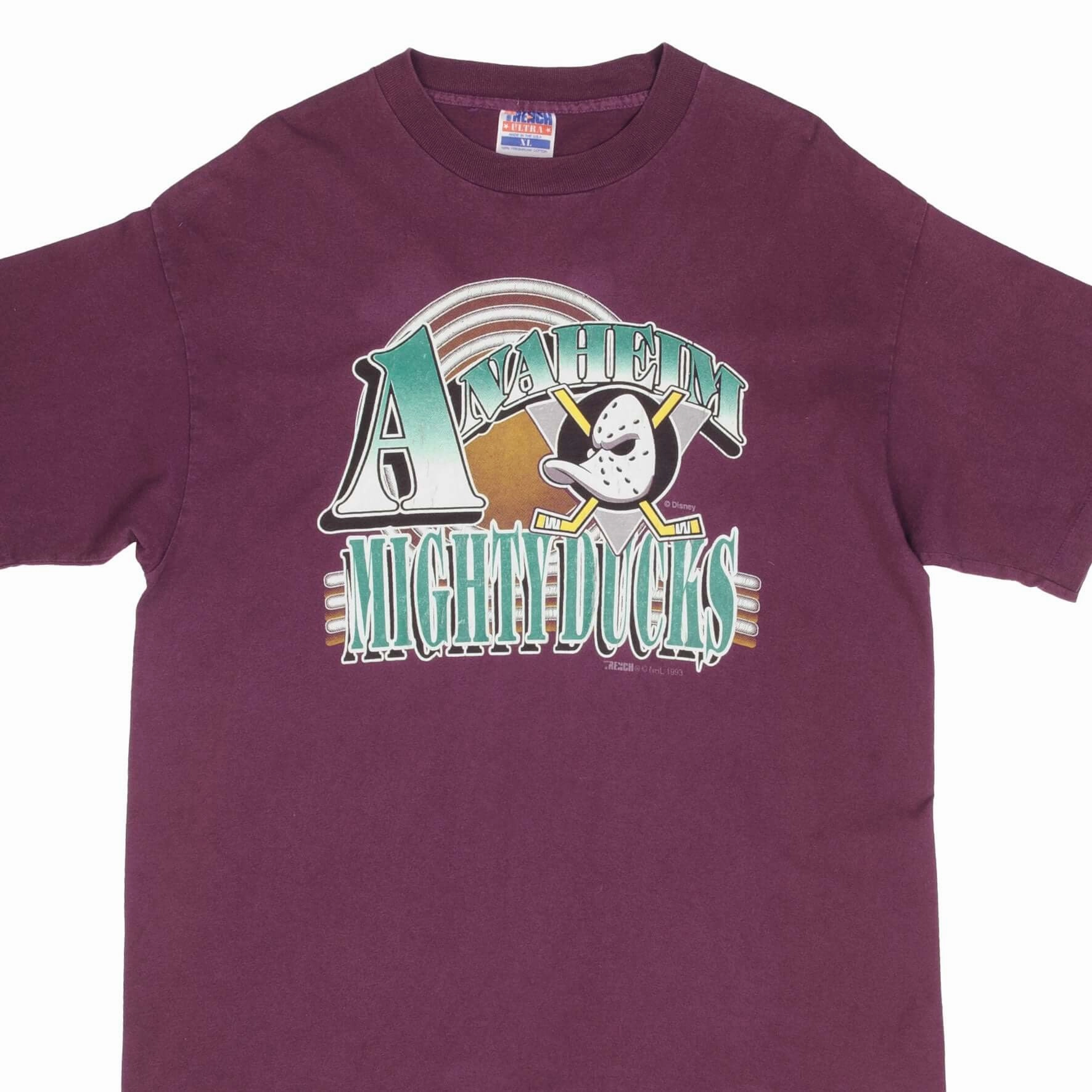 VINTAGE NHL ANAHEIM MIGHTY DUCKS DISNEY TEE SHIRT 1993 SIZE XL MADE IN USA Reinforced Shoulder