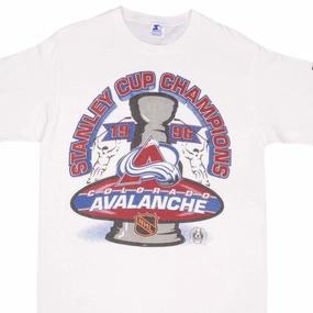 VINTAGE NHL COLORADO AVALANCHE STANLEY CUP CHAMPIONS 1996 TEE SHIRT SIZE MEDIUM LongLastingColor Classic Look