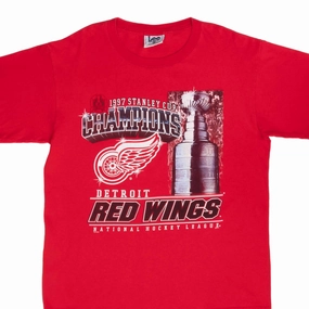 VINTAGE NHL DETROIT RED WINGS CHAMPIONS 1997 TEE SHIRT LARGE Pre Shrunk Cotton