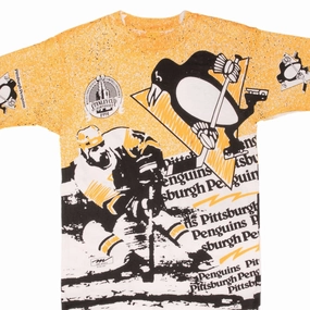 Relaxed Comfort Wear VINTAGE NHL PITTSBURGH PENGUINS STANLEY CUP 1991 ALL OVER PRINT TEE SHIRT MEDIUM