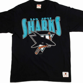 VINTAGE NHL SAN JOSE SHARKS TEE SHIRT 1991 SIZE XL MADE IN USA Comfy Fit Layer Simple Comfort Wear