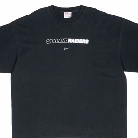 VINTAGE NIKE NFL OAKLAND RAIDERS BLACK TEE SHIRT 1990S 2XL Smart Layering