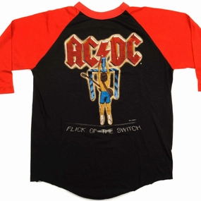 Essential Casual elastic waistband VINTAGE ORIGINAL ACDC RAGLAN TEE SHIRT FLICK OF THE SWITCH TOUR 1983 SIZE SMALL