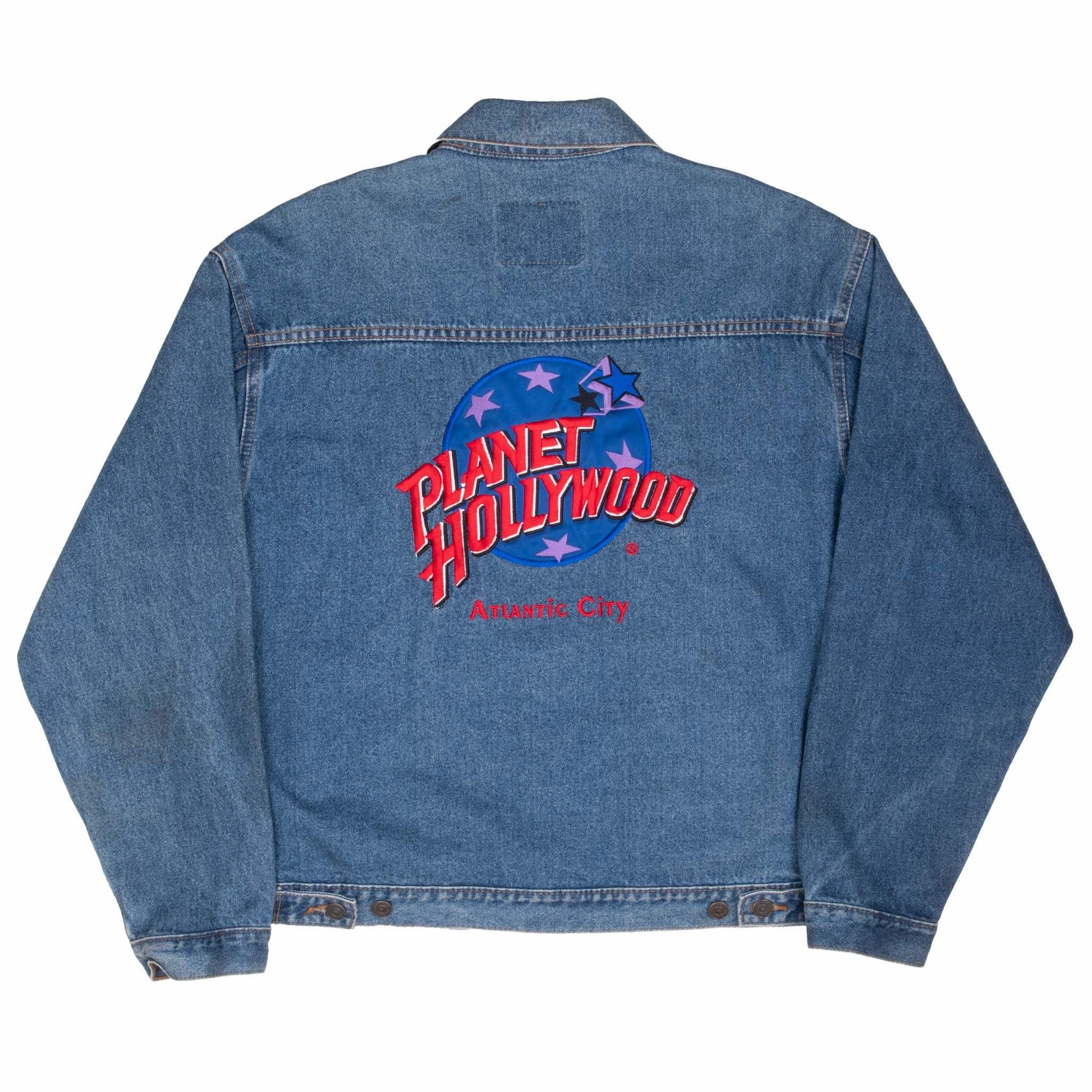 Lightweight Design VINTAGE PLANET HOLLYWOOD ATLANTIC CITY DENIM JACKET 1990S SIZE LARGE