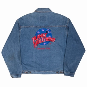 Lightweight Design VINTAGE PLANET HOLLYWOOD ATLANTIC CITY DENIM JACKET 1990S SIZE LARGE