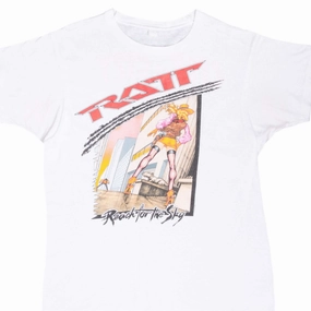 VINTAGE RATT REACH FOR THE SKY WORLD TOUR TEE SHIRT 1989 LARGE Lace trim
