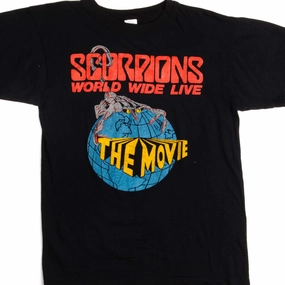 VINTAGE SCORPIONS WORLD WIDE LIVE THE MOVIE TEE SHIRT SIZE SMALL 1985 High Density Weave FunctionalPockets