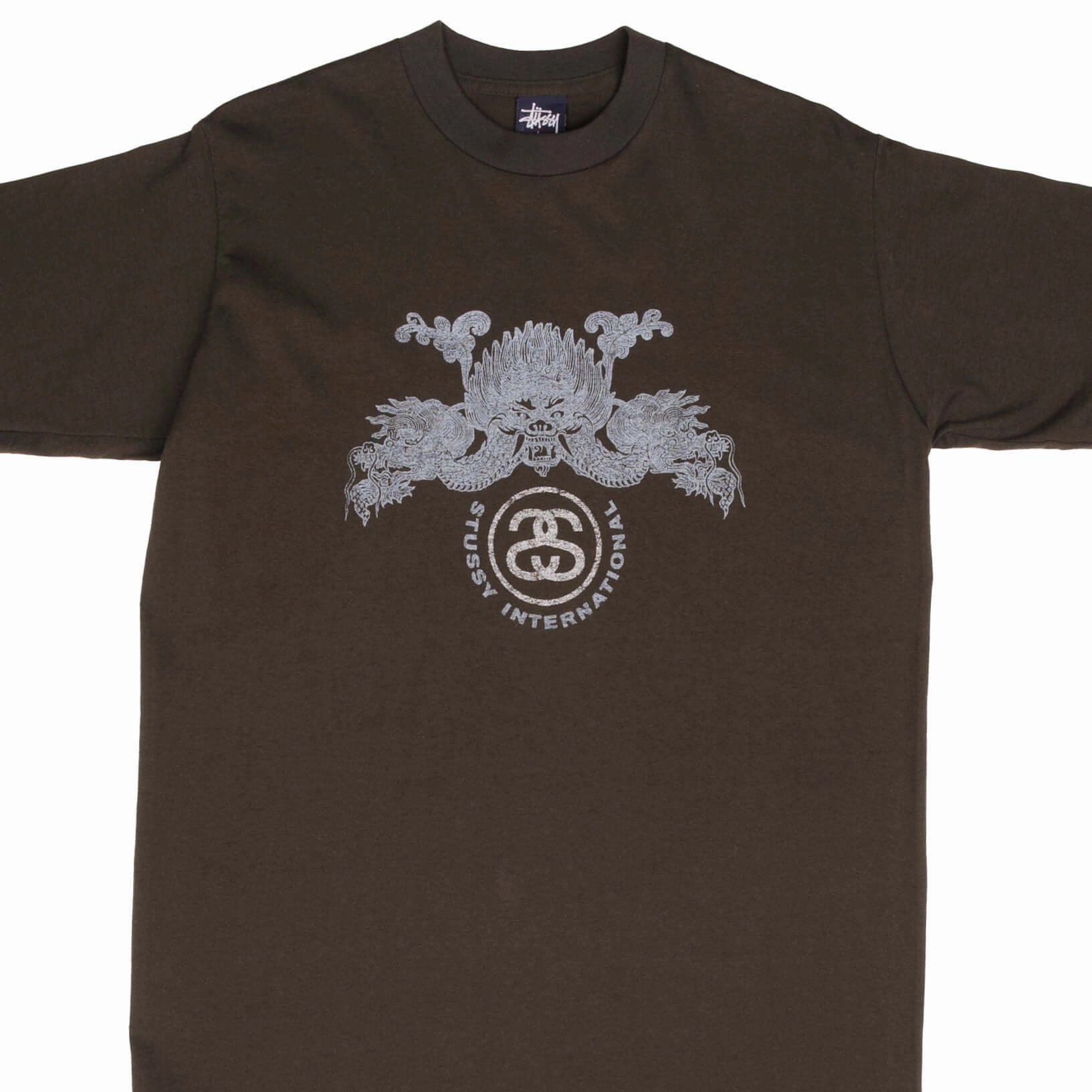 Reinforced Shoulder Stitching VINTAGE STUSSY DRAGON TEE SHIRT 1990S SIZE LARGE MADE IN USA