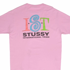 certified VINTAGE STUSSY INTERNATIONAL TRIBE PINK TEE SHIRT 2000S SIZE LARGE