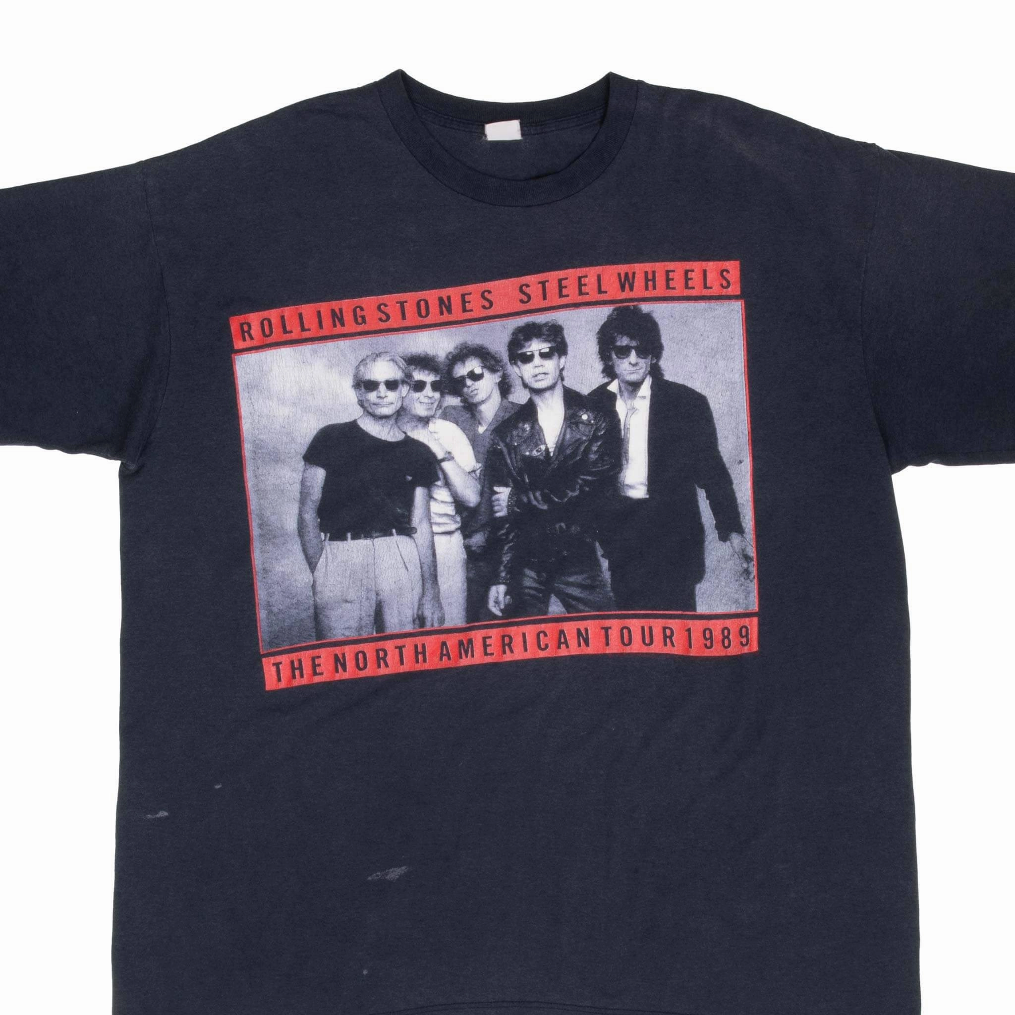 Drop Shoulder Cut Quick Dry Wear VINTAGE THE ROLLING STONES NORTH AMERICAN TOUR 1989 TEE SHIRT XL MADE IN USA