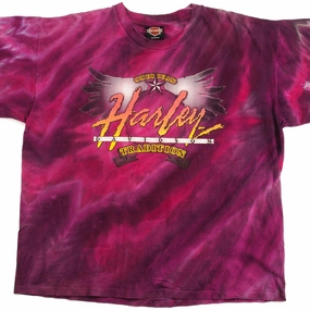 Casual Elegance VINTAGE TIE DYE HARLEY DAVIDSON TEE SHIRT 1992 SIZE LARGE MADE IN USA