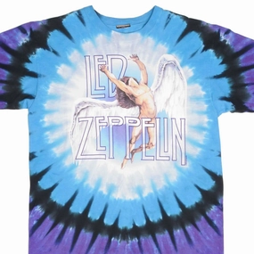 Cozy and Light Soft Breathable VINTAGE TIE DYE LED ZEPPELIN TEE SHIRT 1990S LIQUID BLUE SIZE LARGE