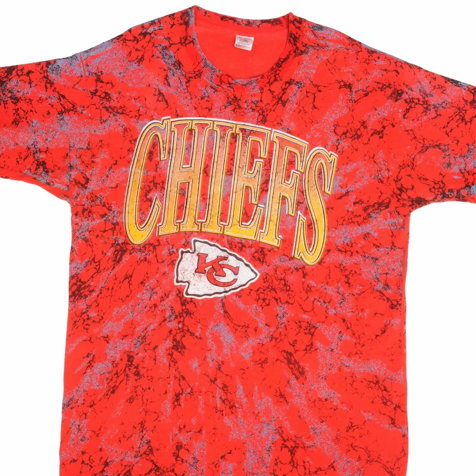 ZeroDistressFinish VINTAGE TIE DYE NFL KANSAS CITY CHIEFS TEE SHIRT 1990S SIZE XL MADE IN USA