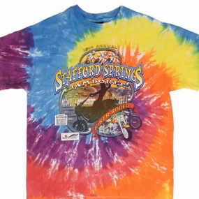 VINTAGE TIEDYE AMA MOTOCROSS 15TH STAFFORD SPRINGS TEE SHIRT 1996 LARGE MADE USA Circular Knit Construction Breathable Design