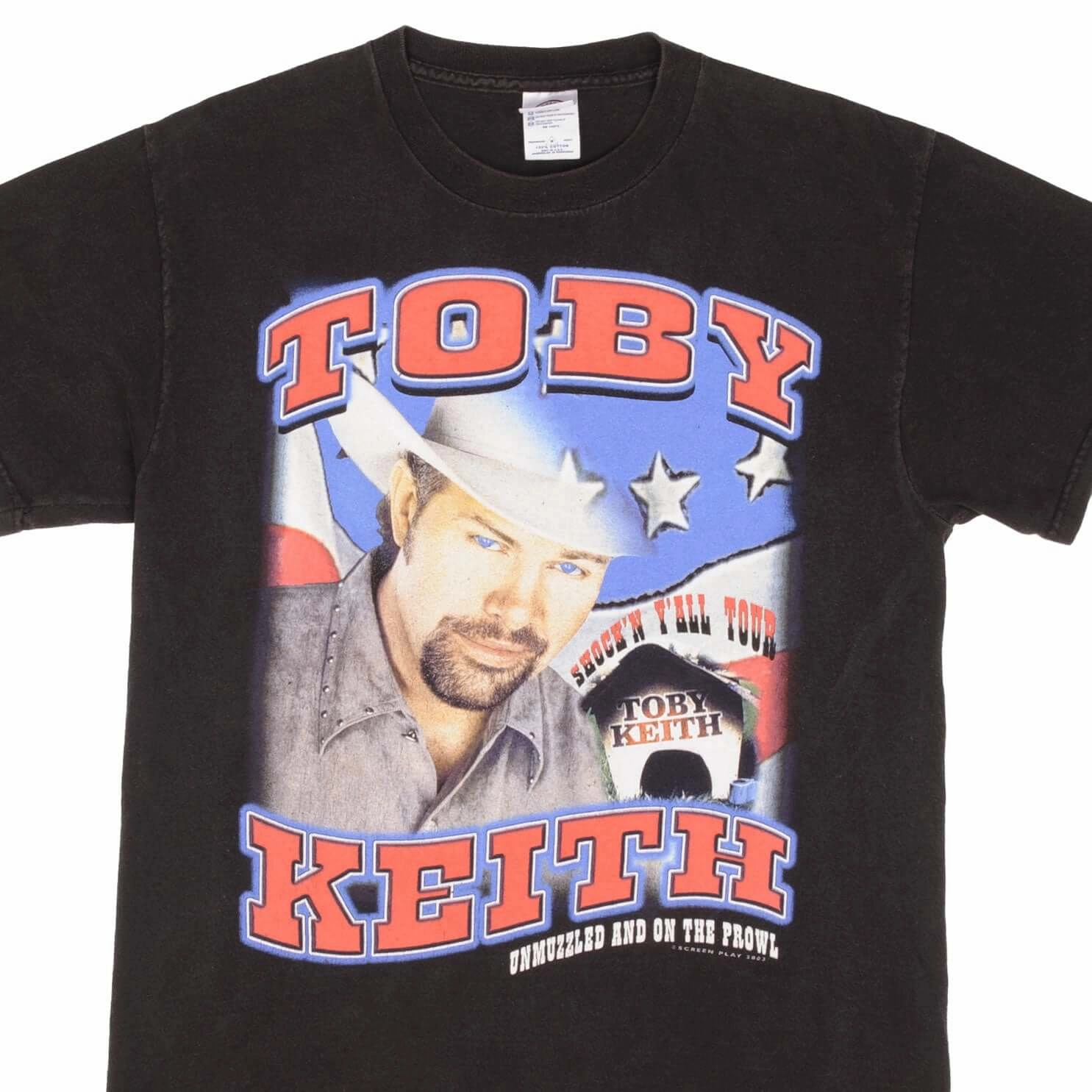 VINTAGE TOBY KEITH SHOCK'N Y'ALL TOUR TEE SHIRT 2003 SIZE MEDIUM Cozy Wearable Circular Knit Construction