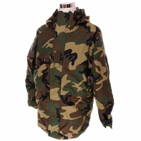 Hooded style VINTAGE US ARMY GORETEX WOODLAND CAMO ECWCS PARKA 2000 SIZE LARGE LONG
