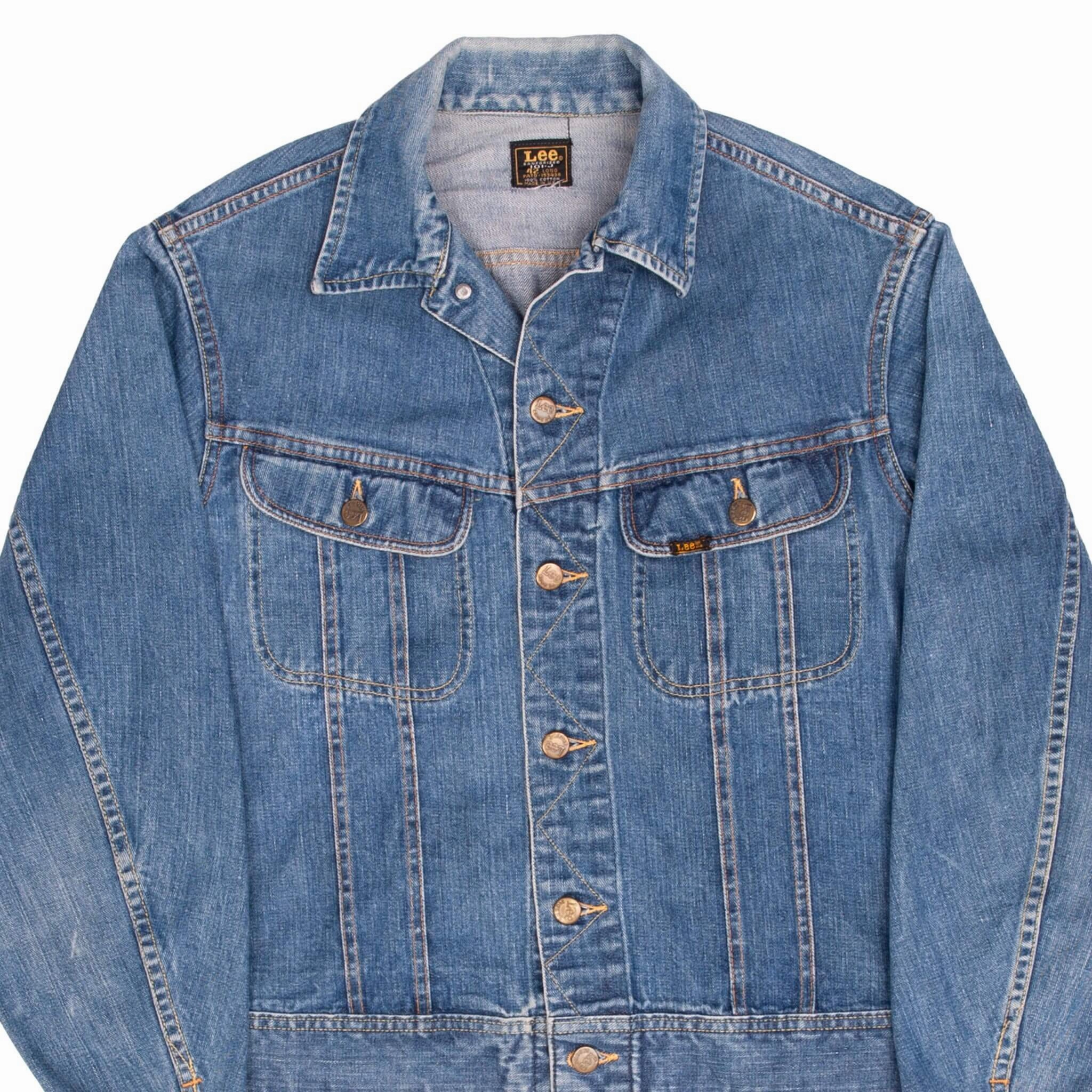 VINTAGE LEE 101J 2 POCKETS DENIM JACKET 1960S SIZE 42L MADE IN USA NonRestrictive Armholes Breathable Material