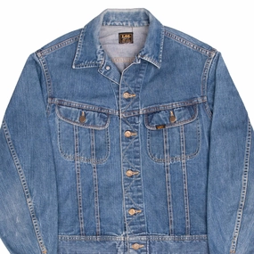 VINTAGE LEE 101J 2 POCKETS DENIM JACKET 1960S SIZE 42L MADE IN USA NonRestrictive Armholes Breathable Material