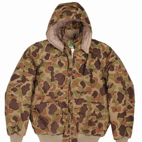 Plan Network VINTAGE WOODS ARCTIC BRAND DUCK CAMO DOWN PUFFER HUNTING JACKET 1960s MEDIUM