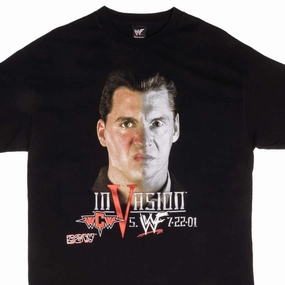 VINTAGE WWF INVASION WCW ECW SAHNE & VINCE MCMAHON TEE SHIRT 2001 XL Performance Stretch