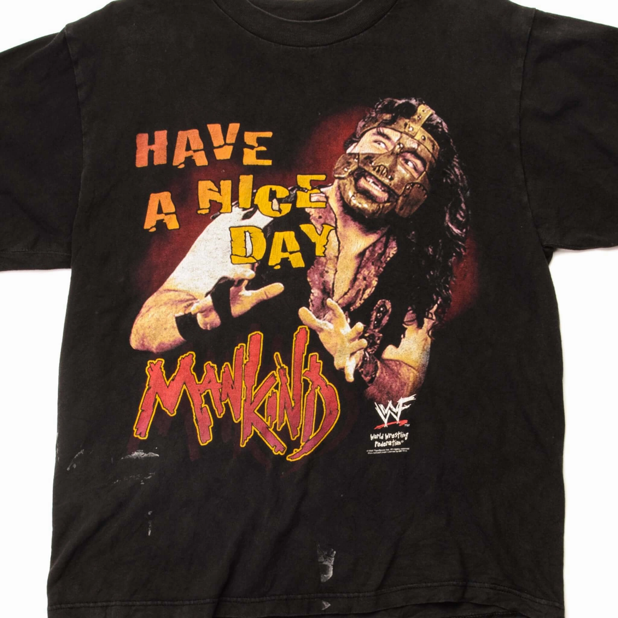 Trendy All-Day LowImpactDye VINTAGE WWF MANKIND TEE SHIRT 1999 SIZE SMALL