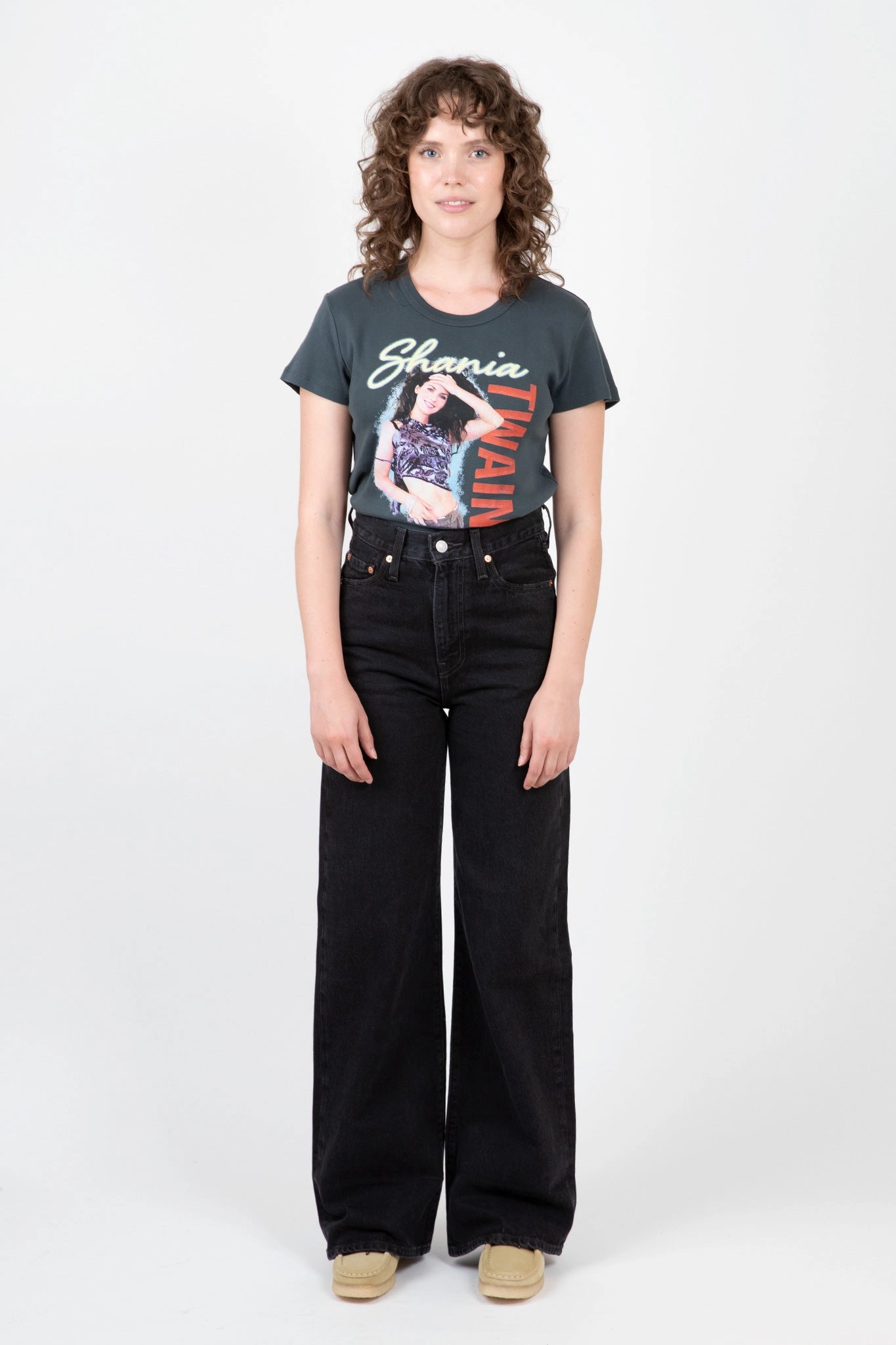 Office Wear Couple Look Work Ready Minimalist Adult Fashion Ribcage Wide Leg Jean