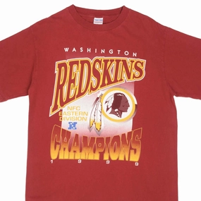 VINTAGE NFL WASHINGTON REDSKINS NFC CHAMPIONS 1999 TEE SHIRT SIZE LARGE Flexible Ribbed Cuffs Everyday Look Wear