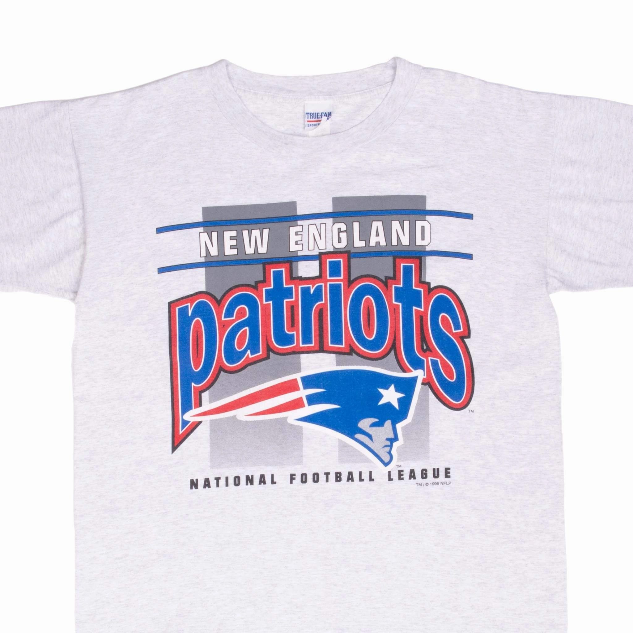 VINTAGE NFL NEW ENGLAND PATRIOTS 1995 GREY TEE SHIRT LARGE Structured silhouette Adjustable Fit