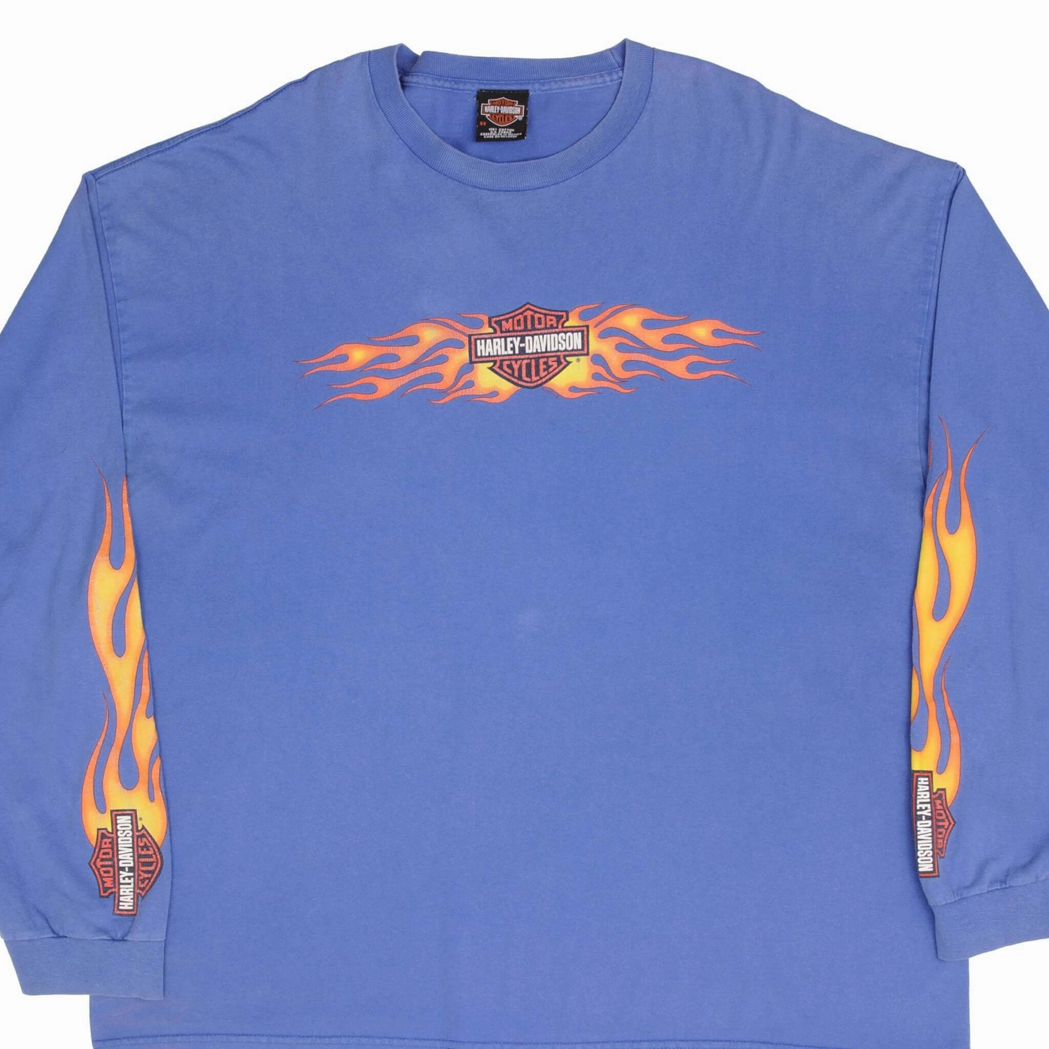 VINTAGE HARLEY DAVIDSON FLAME LONG SLEEVE TEE SHIRT 2003 SIZE 3XL Sleek Layers